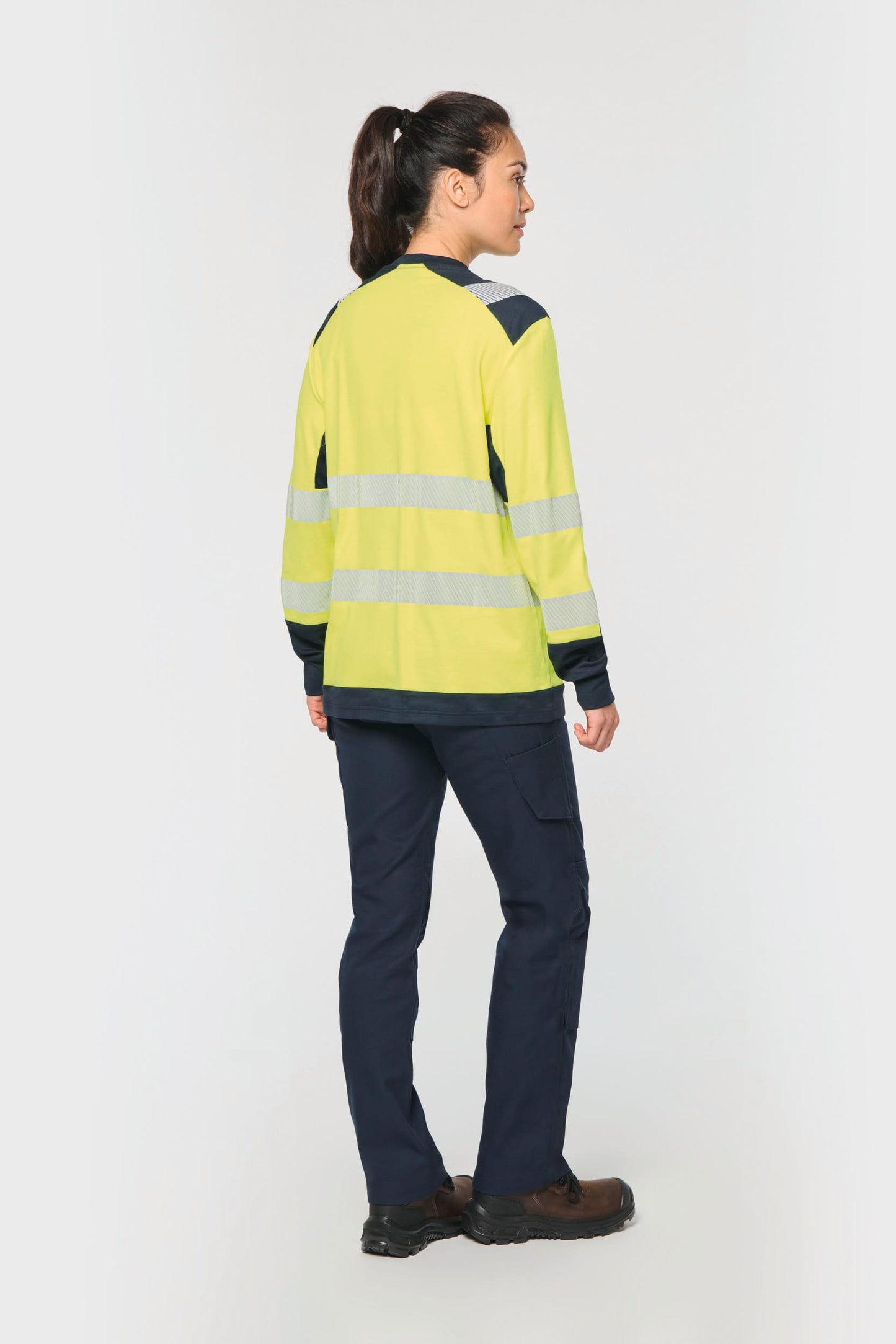 Camiseta de seguridad reciclada cuello redondo manga larga unisex