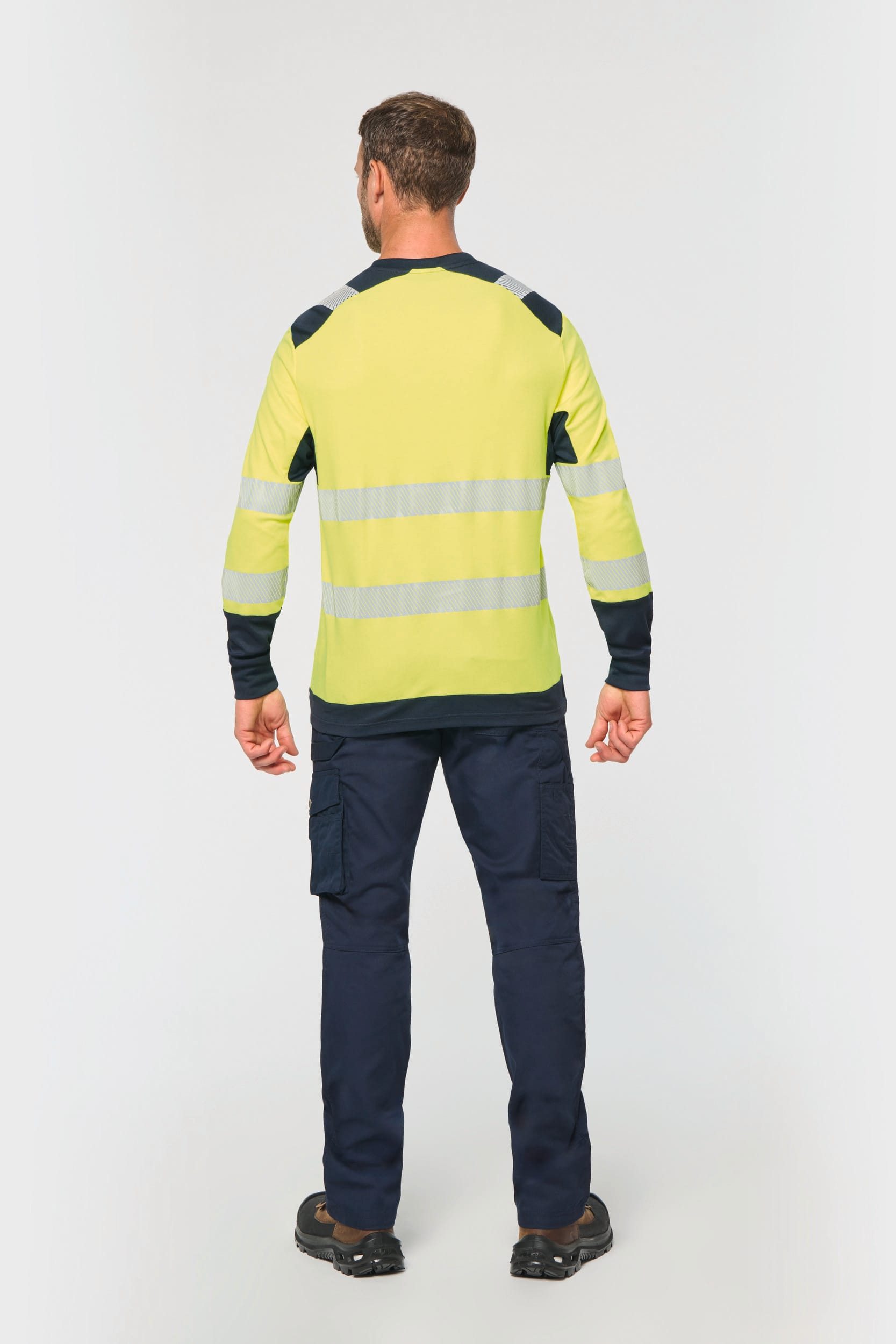 Camiseta de seguridad reciclada cuello redondo manga larga unisex