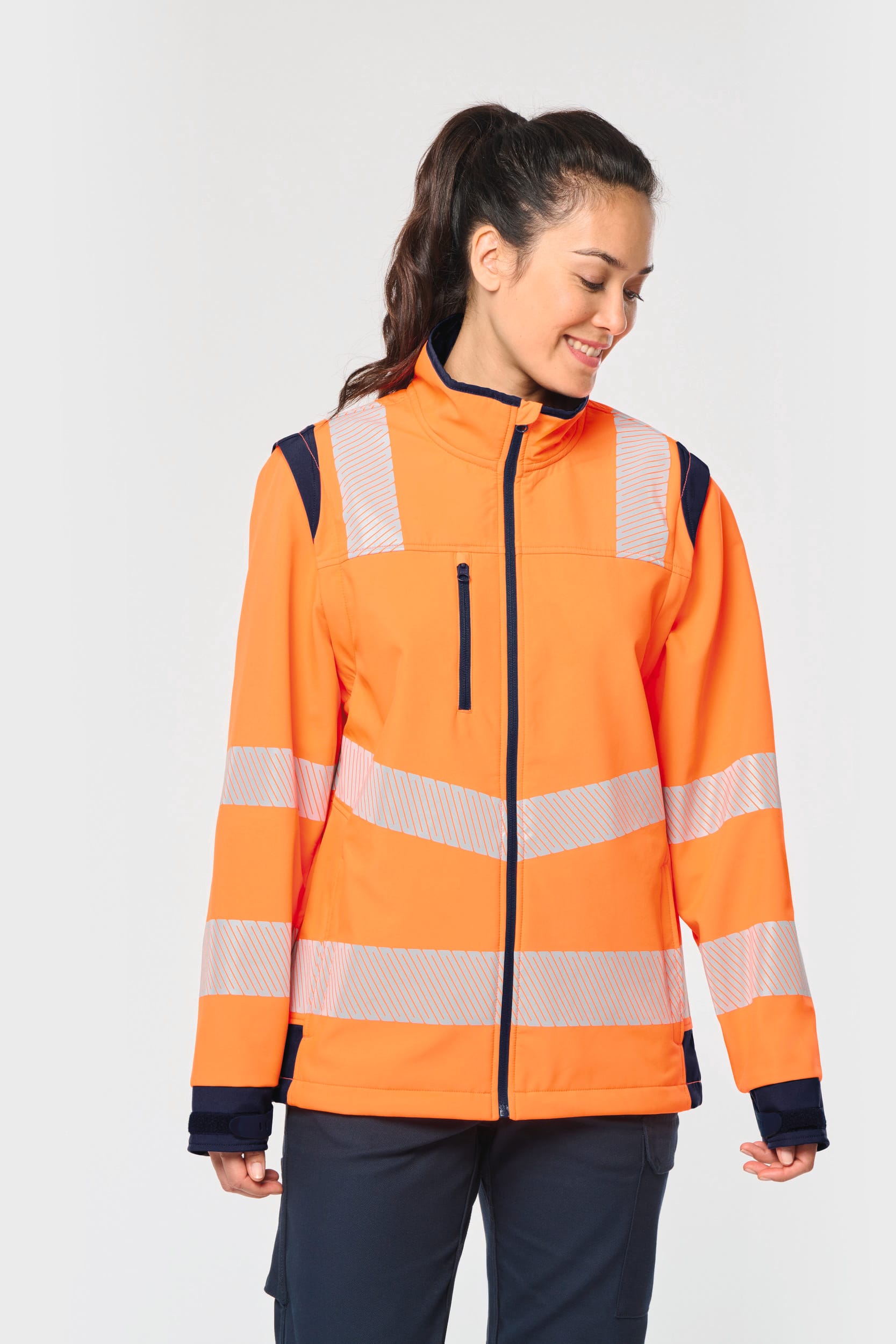 Chaqueta softshell de seguridad reciclada con mangas amovibles unisex