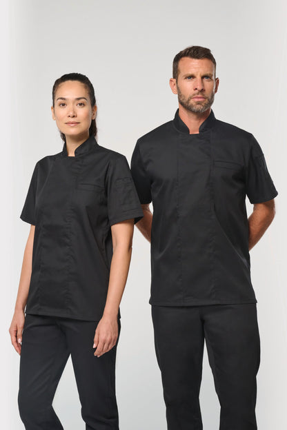 Chaqueta de cocina ecorresponsable y transpirable de manga corta unisex