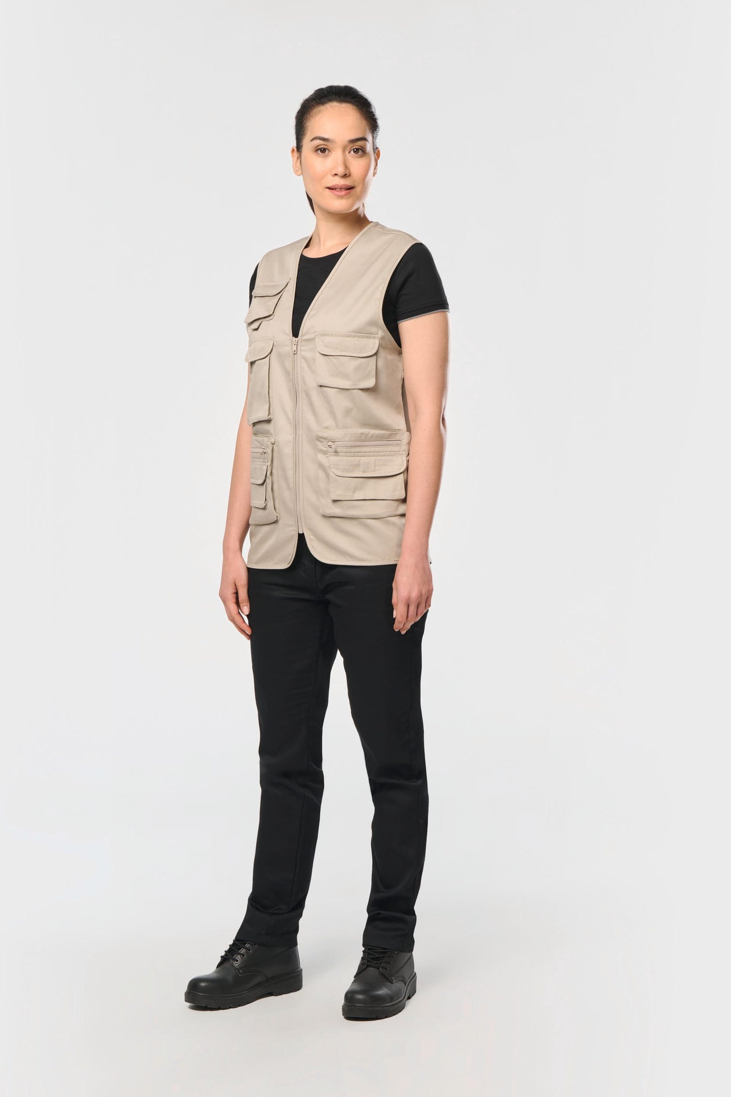 Chaleco polialgodón multibolsillos con forro  - Unisex