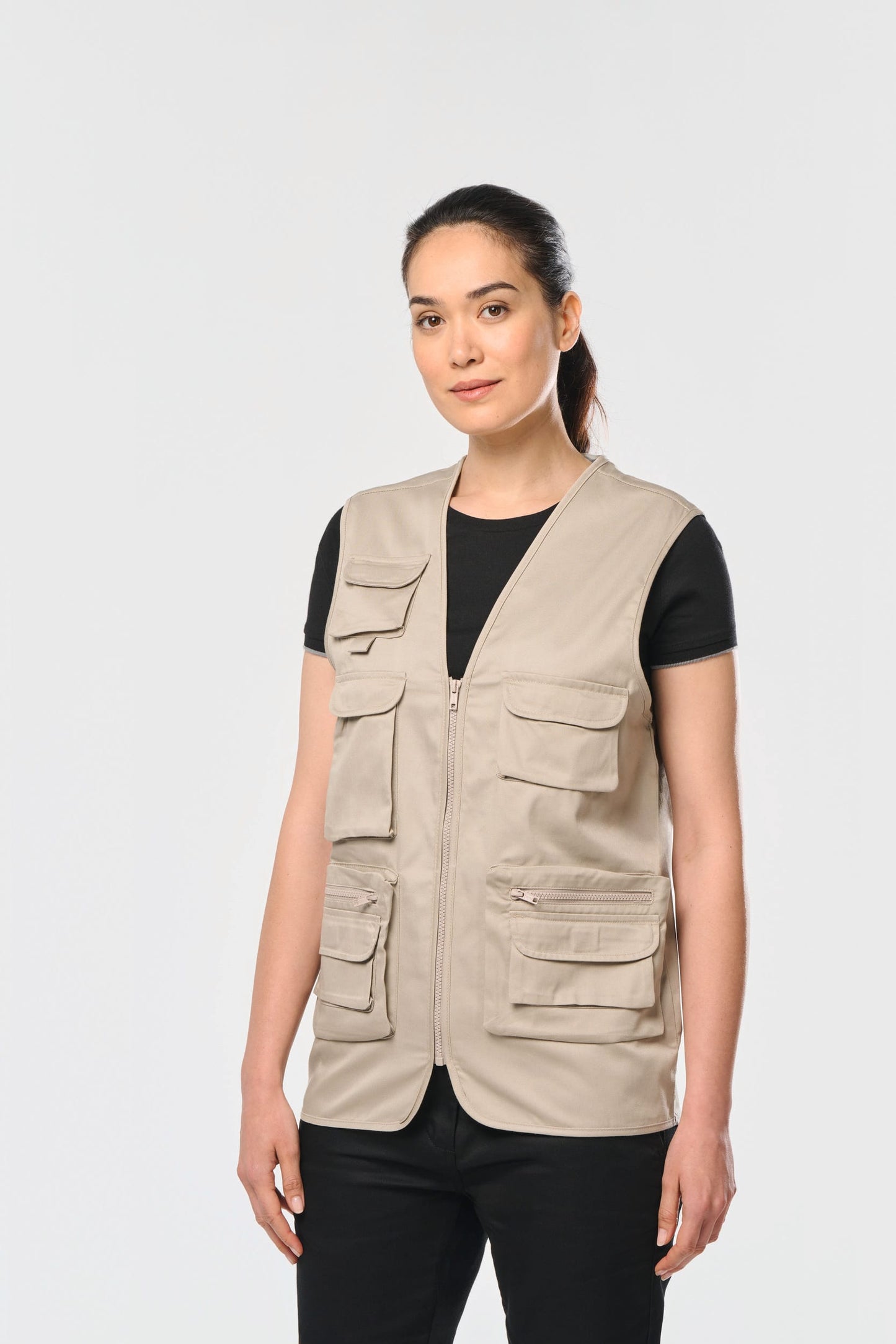 Chaleco polialgodón multibolsillos con forro  - Unisex