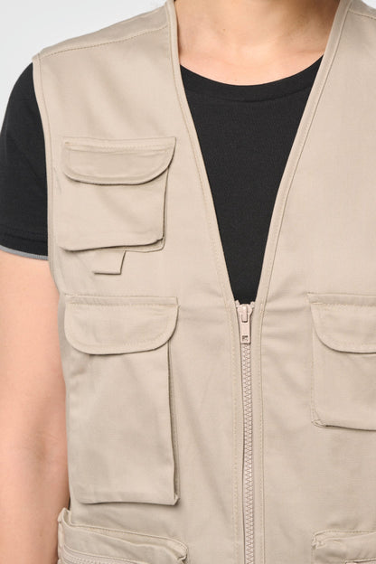 Chaleco polialgodón multibolsillos con forro  - Unisex