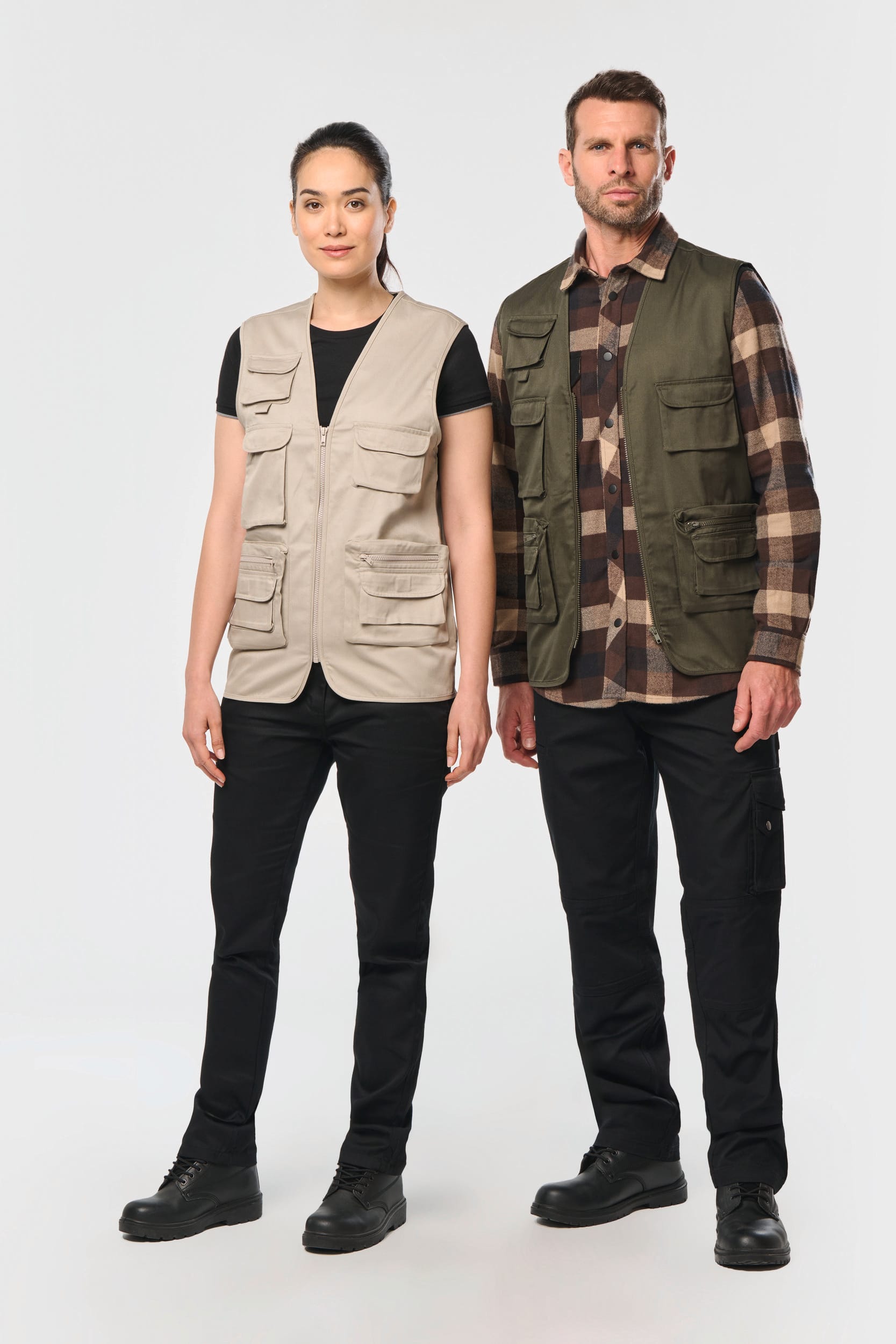 Chaleco polialgodón multibolsillos con forro  - Unisex