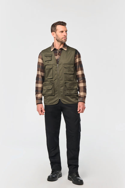 Chaleco polialgodón multibolsillos con forro  - Unisex