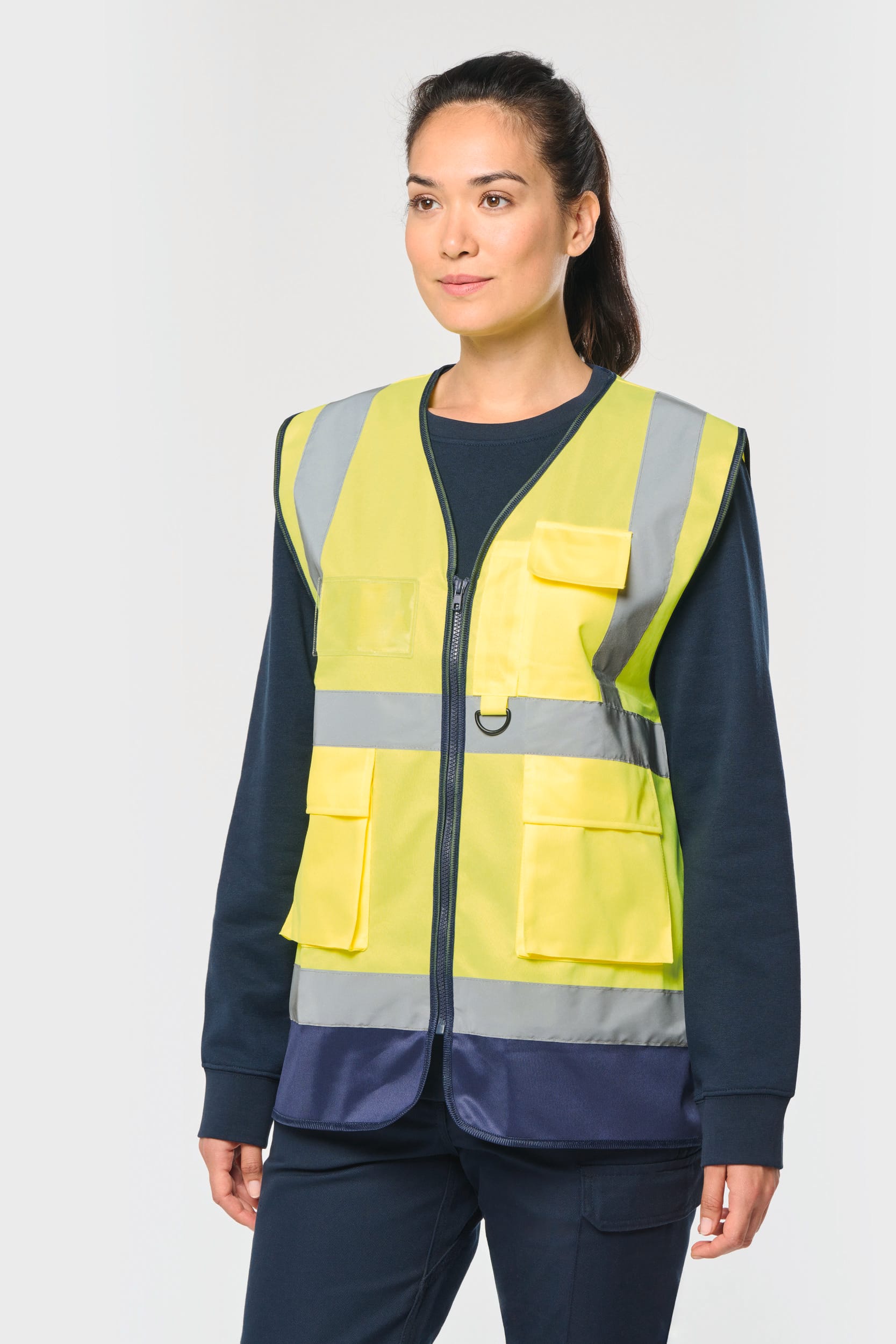 Chaleco de seguridad alta visibilidad reciclado con cremallera unisex
