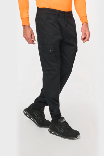 Pantalón tipo cargo unisex con bajo elástico