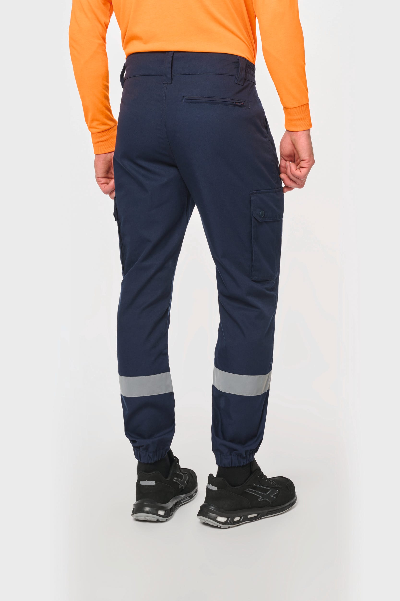 Pantalón cargo unisex con bajo elástico y tira reflectante